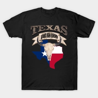 1980s Western Bull Skull Born and Raised Lone Star Texan Texas T-Shirt